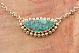 Artie Yellowhorse Genuine Kingman Turquoise Sterling Silver Necklace.